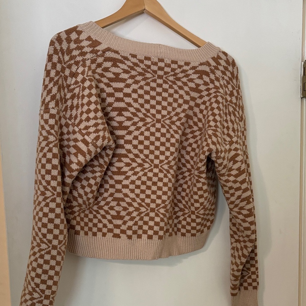 Debut Brown and Cream Patterned Cardigan - Picture 3 of 4